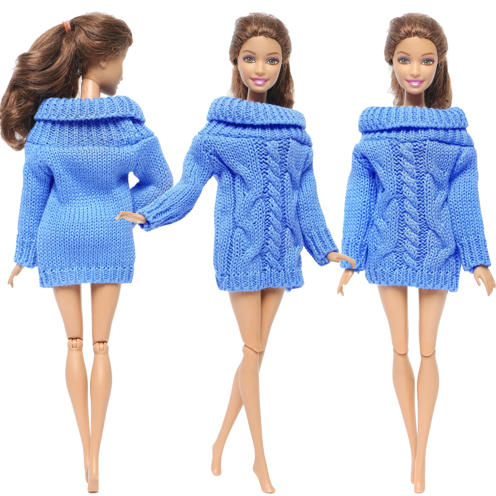 1 шт. модный элегантный женский синий свитер для куклы Барби зимняя повседневная