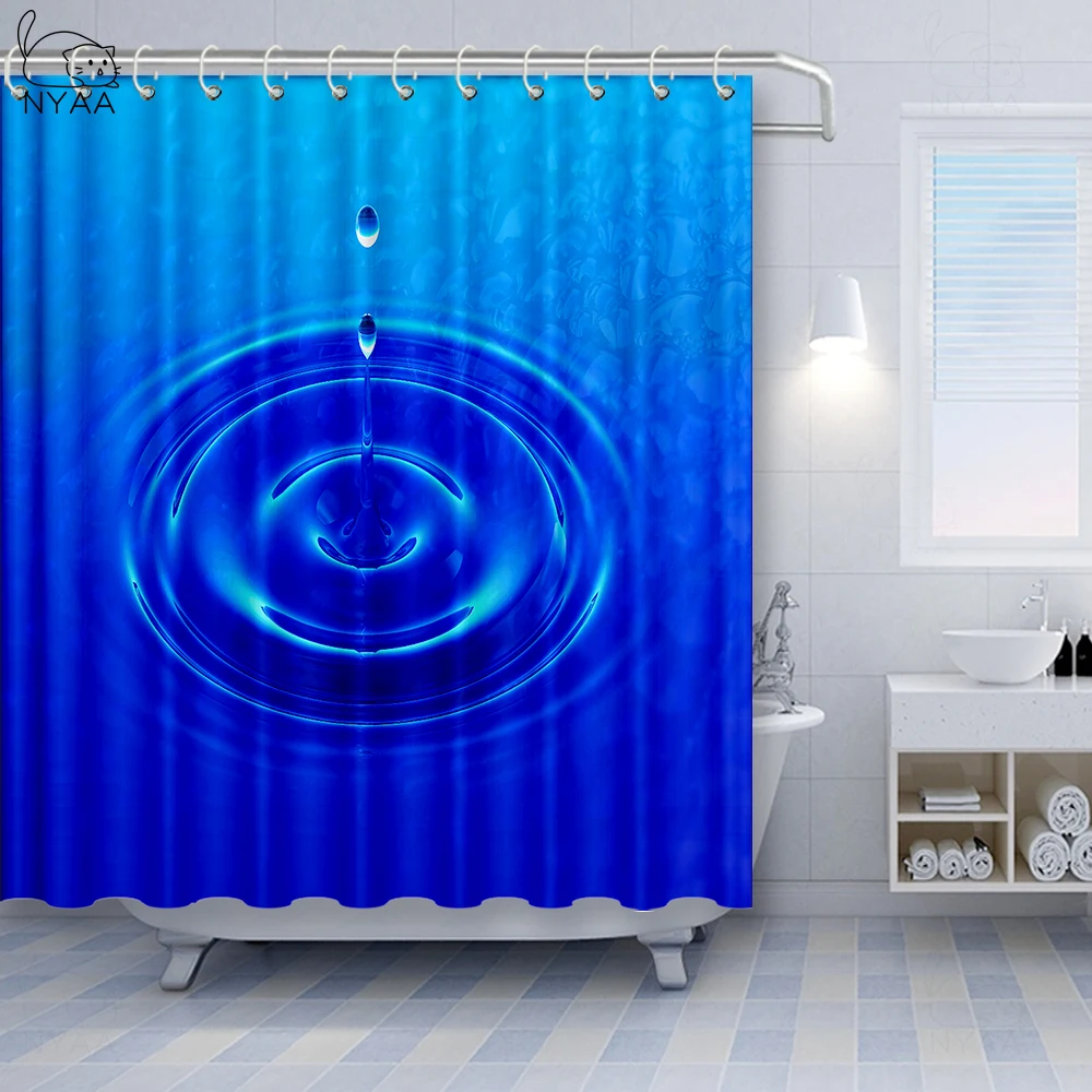 

NYAA Water Bubbles Shower Curtain Water Drops Polyester Fabric Bathroom Shower Curtain Extra Long Waterproof Shower Curtains