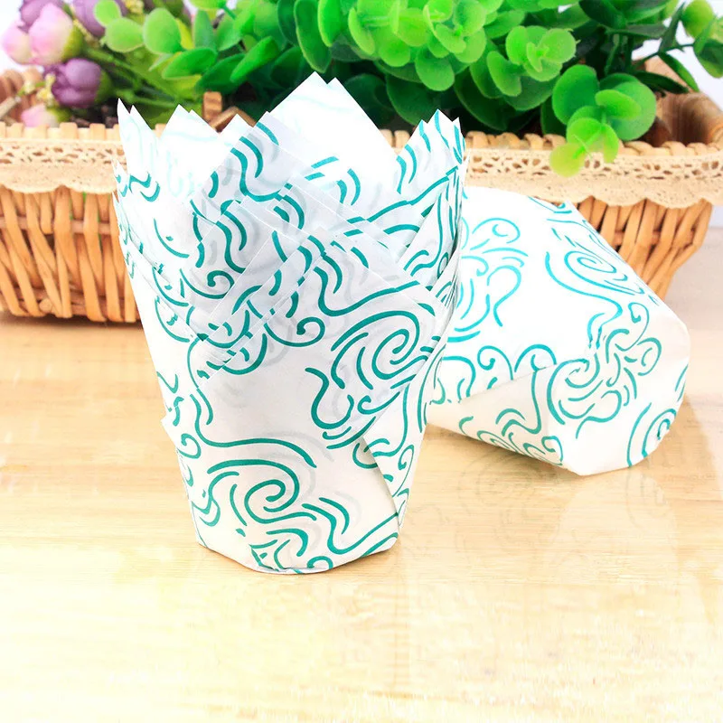 

50/100Pcs Tulip Muffin Cupcake Paper Cups Oilproof Cupcake Liner Baking Muffin Box Cup Case Cake Decorating Tool Muffin Wrap