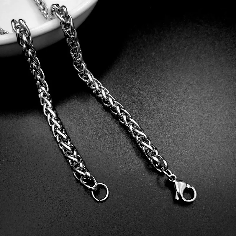 Цепочки ручной работы мужские шириной 3 6 мм плетеные цепи из нержавеющей стали
