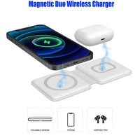 magnetic duo charger for iphone 13 12 pro max mini 11 xs max xr 8 plus 2in1 qi 15w fast charging dock for airpod pro