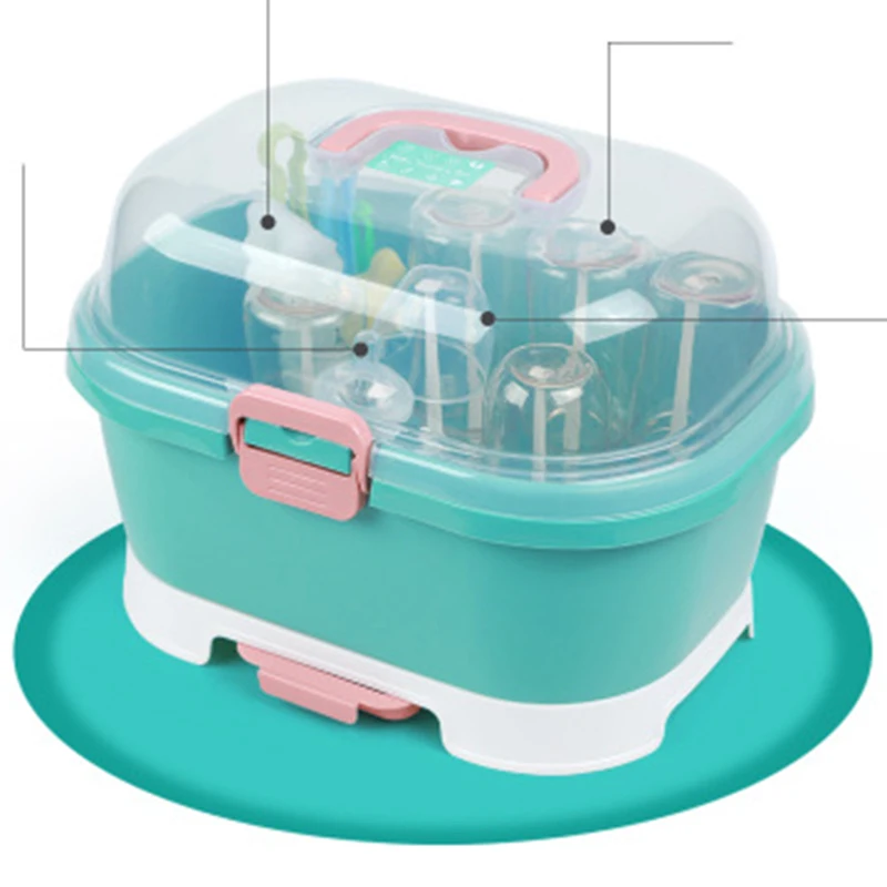 

Portable Baby Bottles Storage Box Drying Rack Plastic Tableware Dry Case Kid Travel Feeding Multi-Functional Storage Box