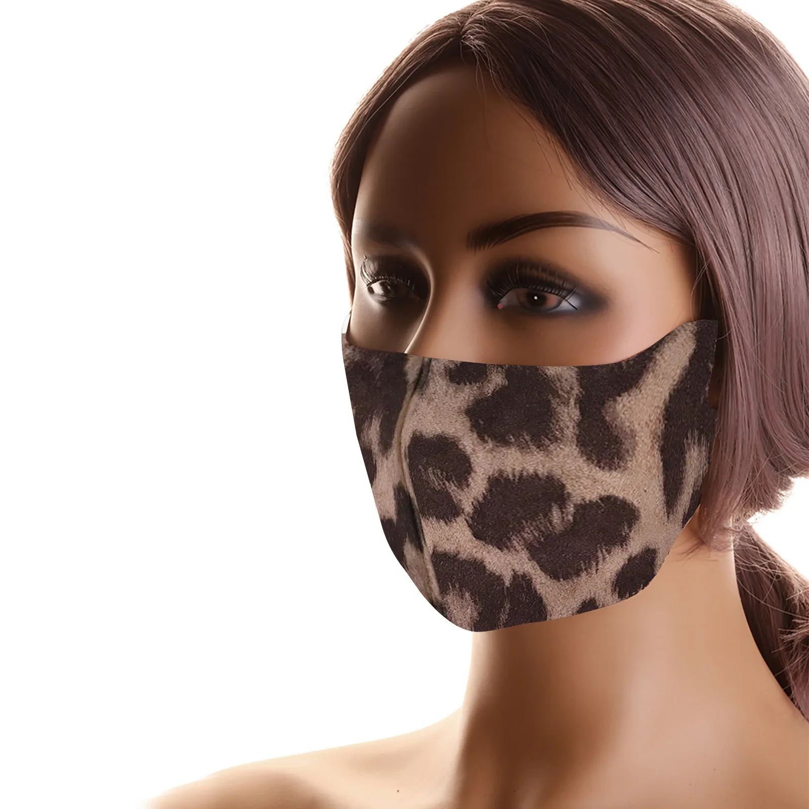 Тканевая маска леопардовая многоразовая для рта моющаяся хлопковая лица