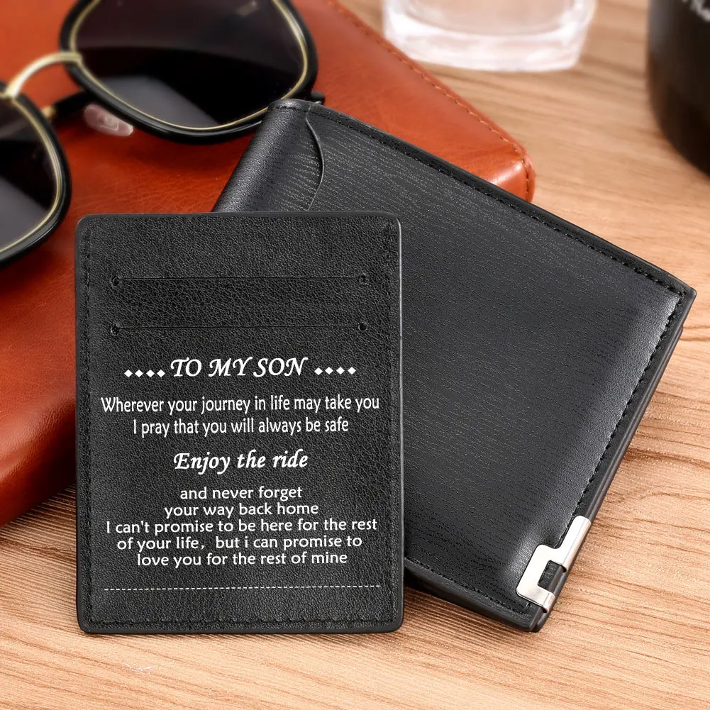 Upscale Gift Set Man I Love You Forever To My Son Quartz Chain Pendant Pocket Watch White Dial And  Black Leather Soft Wallet