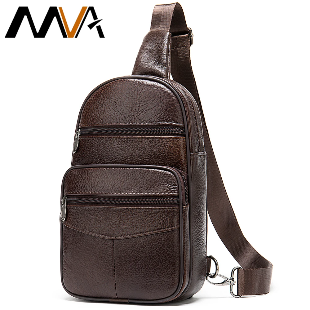 Сумка-нагрудная MVA мужская из натуральной кожи маленький саквояж кросс-боди
