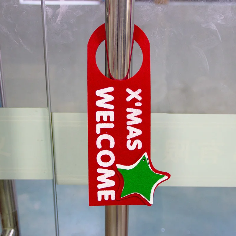 

Felt Cloth Welcome Doorplate Christmas Door Handle Ornaments Listing Sign Plates XMAS Hanging Projects New Year House Decor