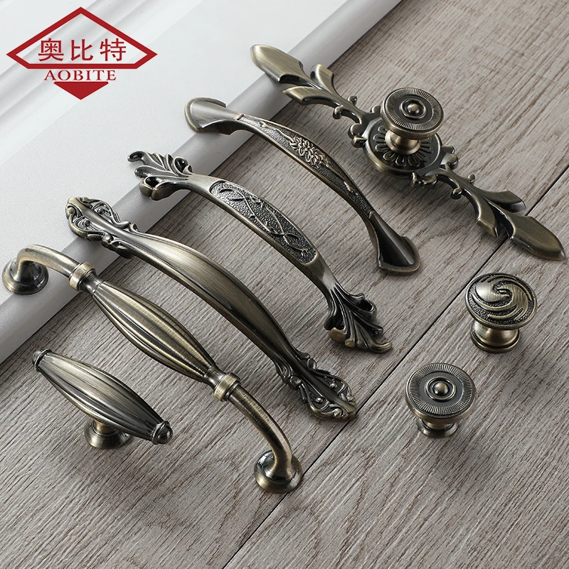 

AOBT Cabinet Handles for Furniture Antique Alloy 128mm Handle Wardrobe Drawer Door Pulls Retro Decoration 1PCS With Screws 636