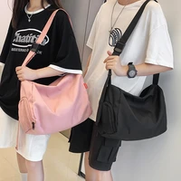 casual nylon women men large capacity shoulder bags fashion travel messenger bags unisex simple solid color crossbody handbags