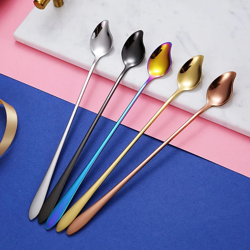 

Stainless Steel Mixing Spoon, 7.6inch Coffee Spoon Summer Ice Cream Spoons, Long Handle Cocktail Stirring Spoons