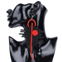 ydydbz strange rubber big pendant earrings for women punk style red wooden hanging earring collocation minimalist jewelry gift