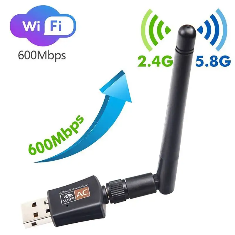 

Mini USB WiFi Adapter 600Mbps Dual Band 2.4GHz/5GHz 802.11ac Dongle Wireless Network Card for Windows Macbook Desktop Laptop