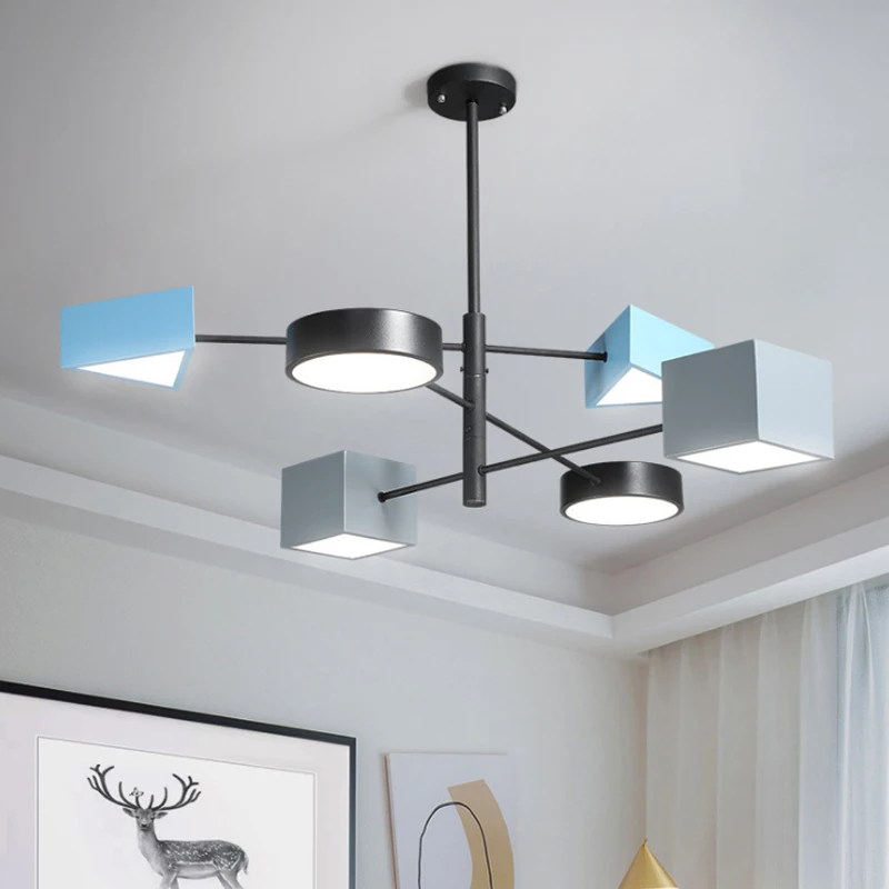 

Modern Led Pendant Lamp Macarons Simplicity Art Ceiling Chandelier Home Living Room Decoration Bedroom Hanging Light Fixture
