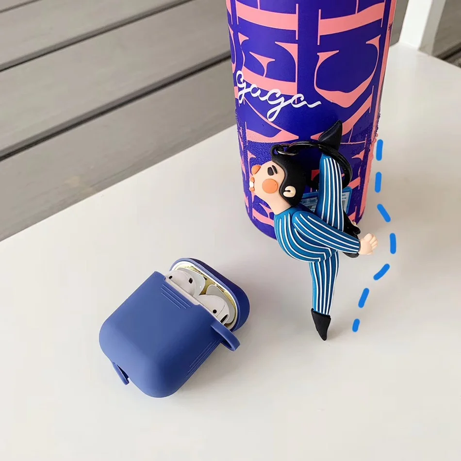 3D чехол для наушников для Airpods, чехол, милый силиконовый чехол с изображением собаки утки из мультфильма для Apple Air pods 2, наушники/Earpods, чехол, брелок, кольцо
