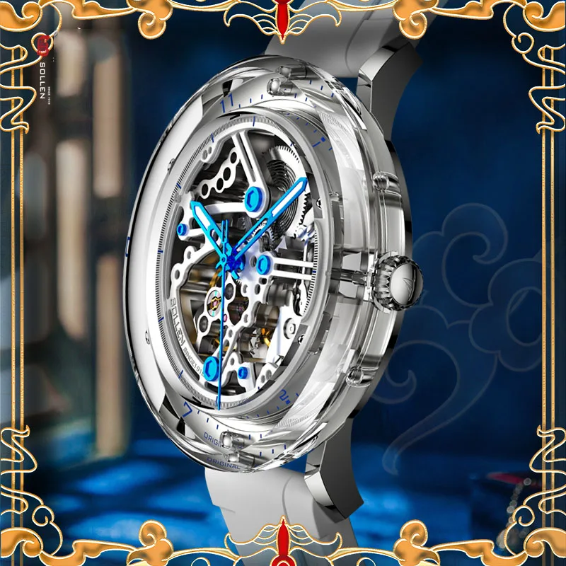 

Men's Mechanical Watch Top Luxury Brand Self Winding Mens Watch Fashion Waterproof Hollow Watch Relojes Para Hombre New 2021