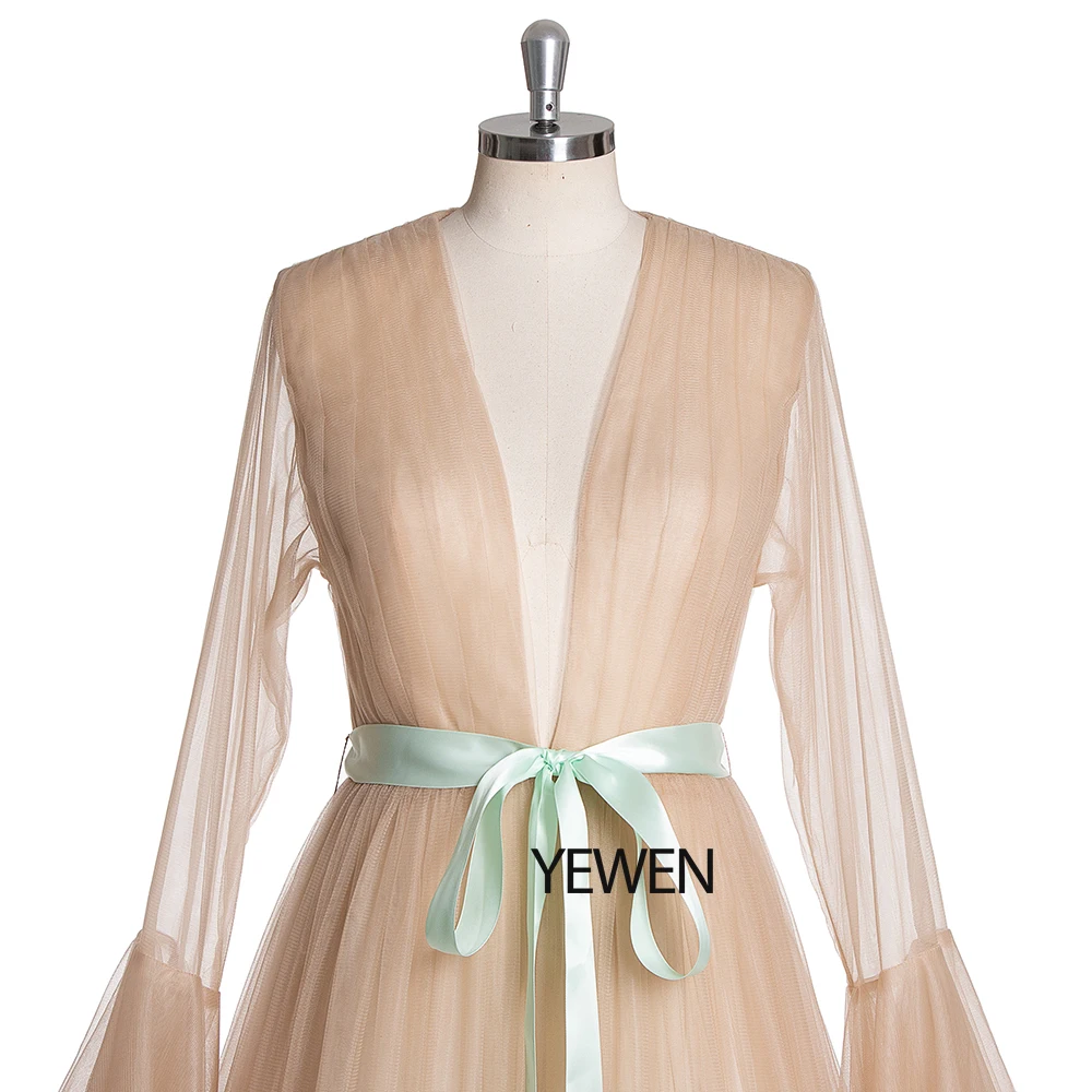 Зеленое, с длинным рукавом вечернее платье вечерние платья Robe De Soiree Формальные Выпускные платья пояс Топ вечерние платья YeWen фотография платье