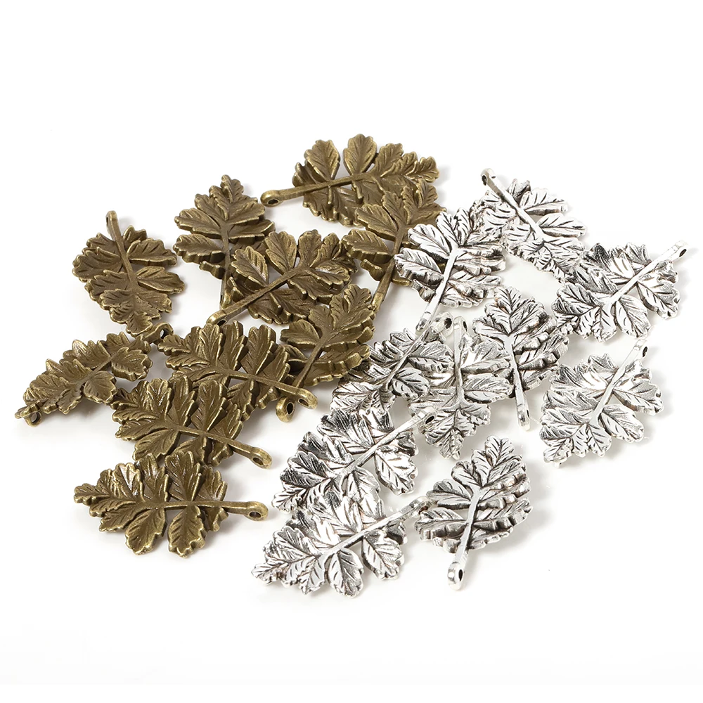 10pcs 20x31mm Antique Bronze Maple Leaf Charm Pendants for DIY Necklace Jewelry Making Components Handmade Craft Wholesale images - 6