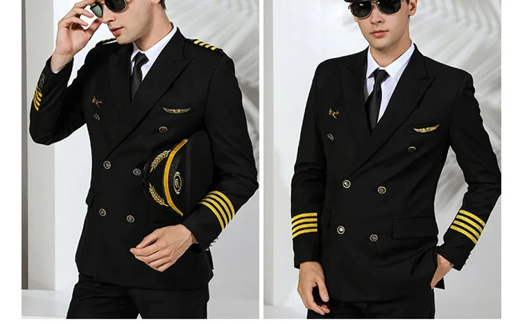 Roupa uniformes de avião masculina, uniforme de