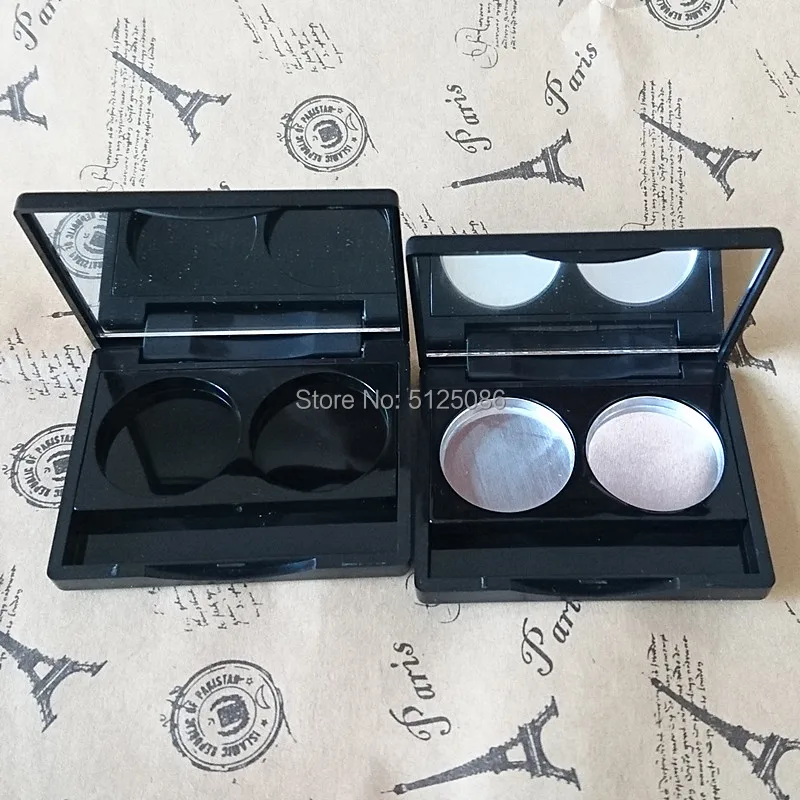 Квадратный матовый черный 2 Балки косметический консилер хранения Пустая