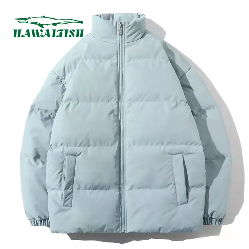 

Гавайская зимняя куртка для мужчин и женщин, толстые парки, теплые куртки с воротником-стойкой, однотонное повседневное пальто, новинка 2021, топы в стиле хип-хоп