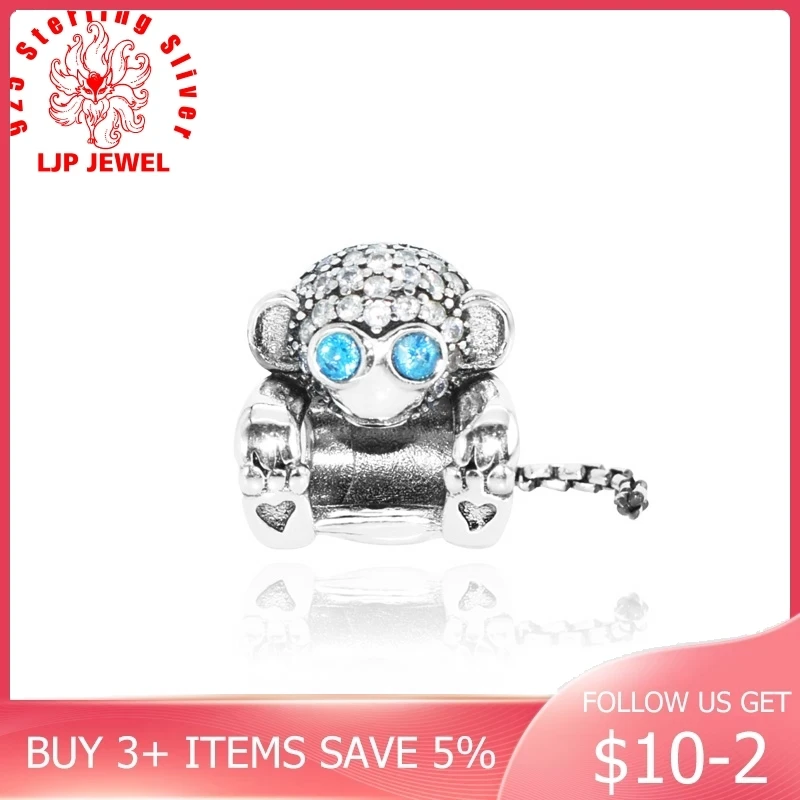 Реальные 100% бусины сверкающие кулоны с обезьянкой подходят к оригиналу Pandora