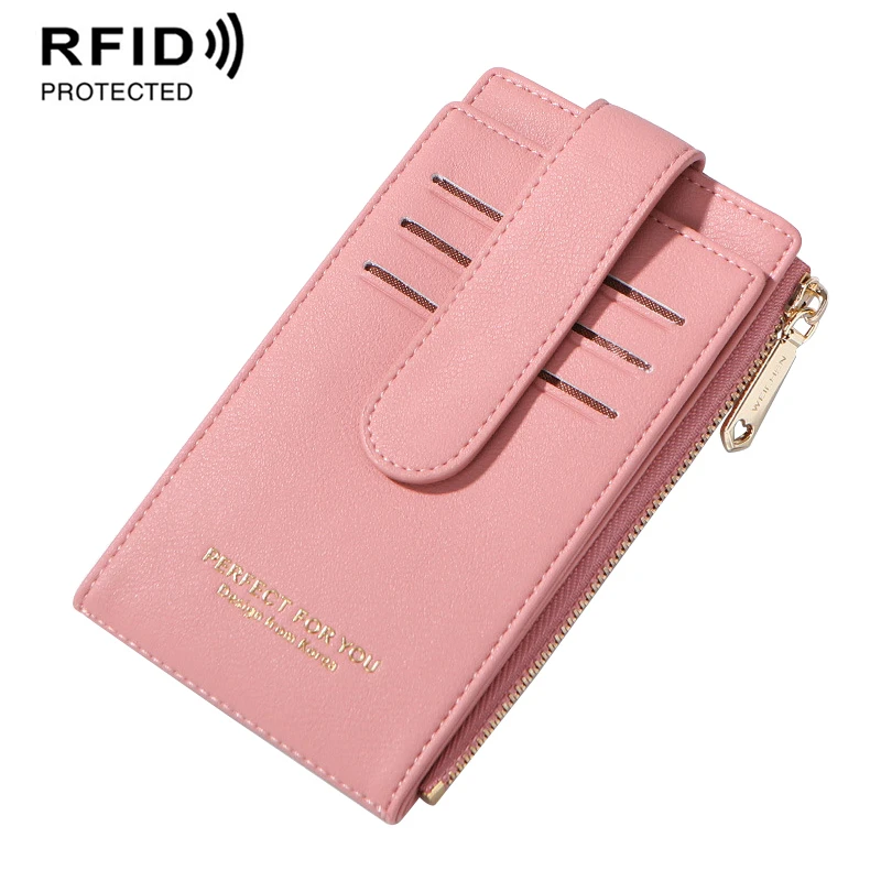 Многофункциональные женские кошельки противоугонные RFID портмоне ID держатель плотная большой вместимости цвет длинный кошелек с молнией женский клатч - Цвет: Dark Pink