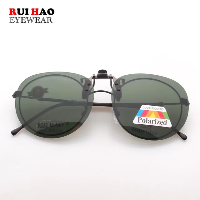 Round Design RUI HAO EYEWEAR Brand Sunglasses Clip on Polarized Sun Glasses Driving Eyeglasses Grey Clip Sunglasses 3
