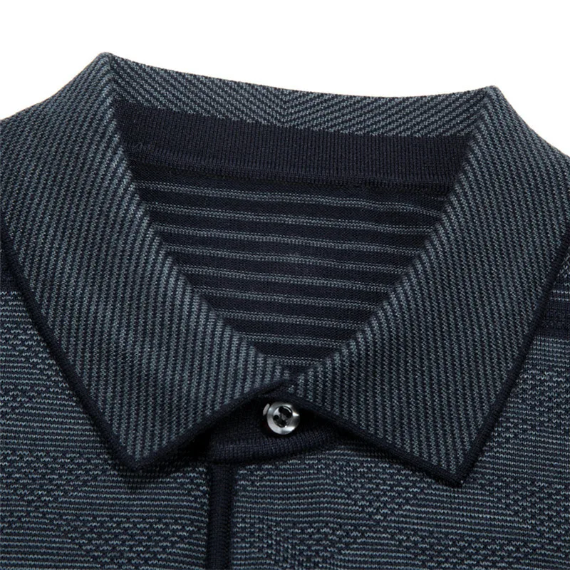 2020 Casual Long Sleeve Business Mens Shirts Male Striped Fashion Brand Polo Shirt Designer Men Tenis Polos Camisa Social 3881 | Мужская