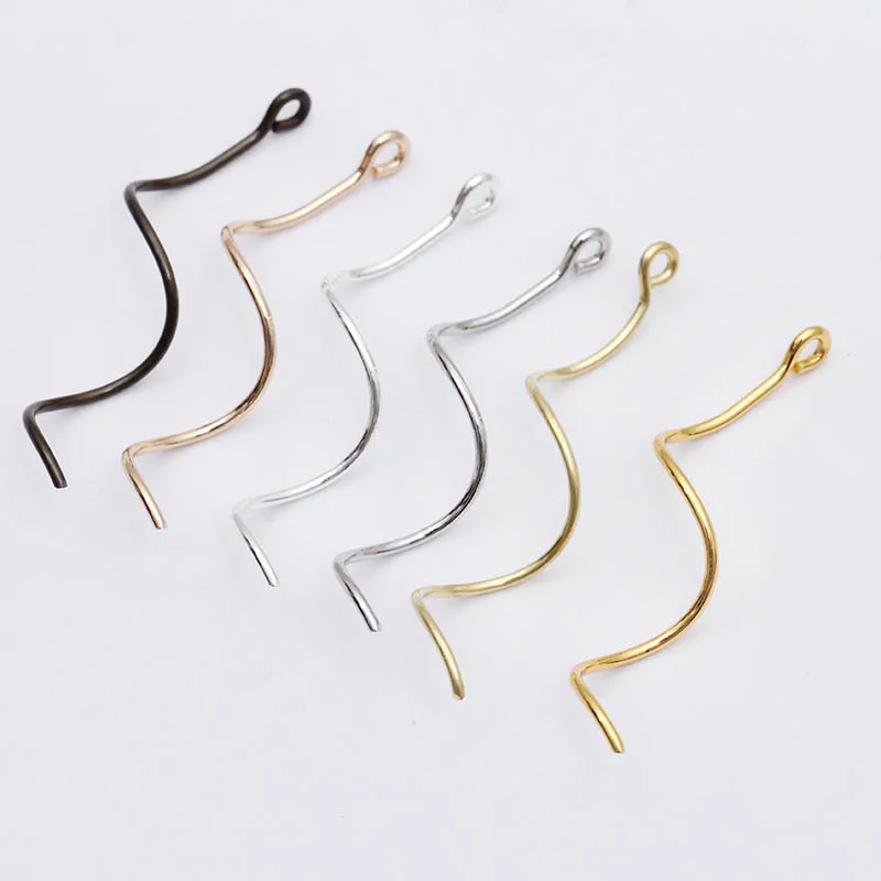 

100pcs 43mm Eye Pins Needles Wire Wave Wired Pendant & Earrings Supplies Making Connector Clasps Crafts Components DIY Findings