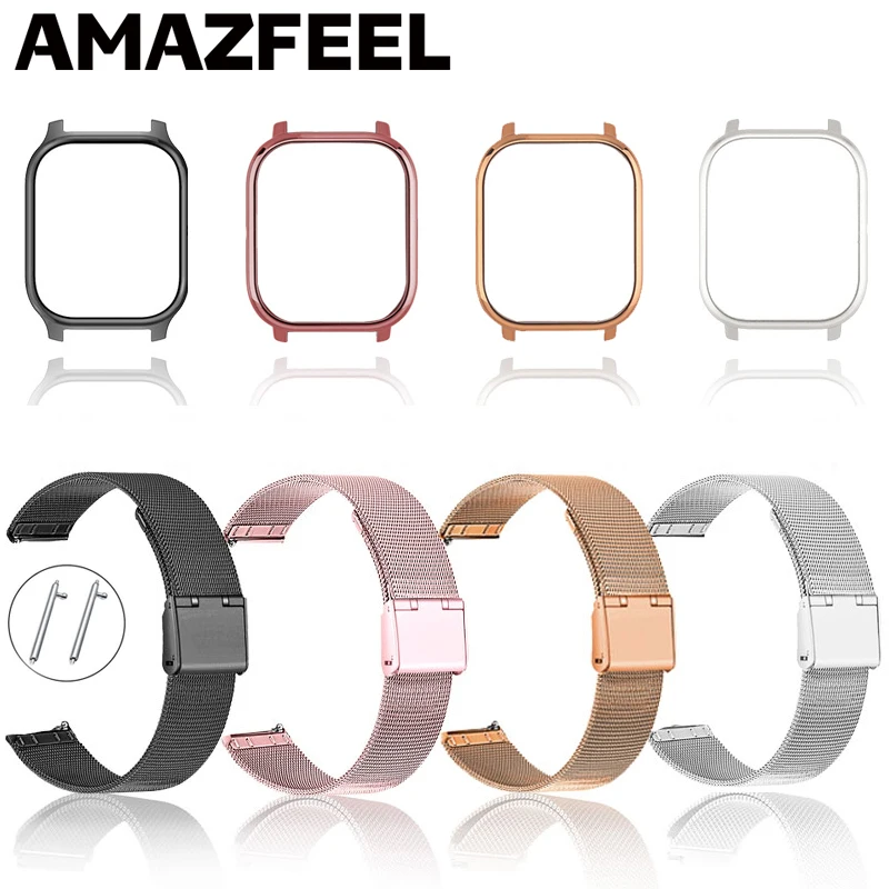 

Ремешок для Amazfit GTS, защитная пленка, металлический браслет для Xiaomi Amazfit Bip Lite S GTS 2, ремешок для часов