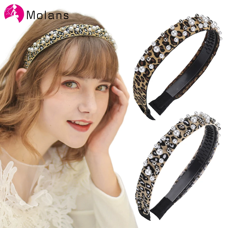 Женские леопардовые ободки для волос Molans широкий тюрбан обруч аксессуары |
