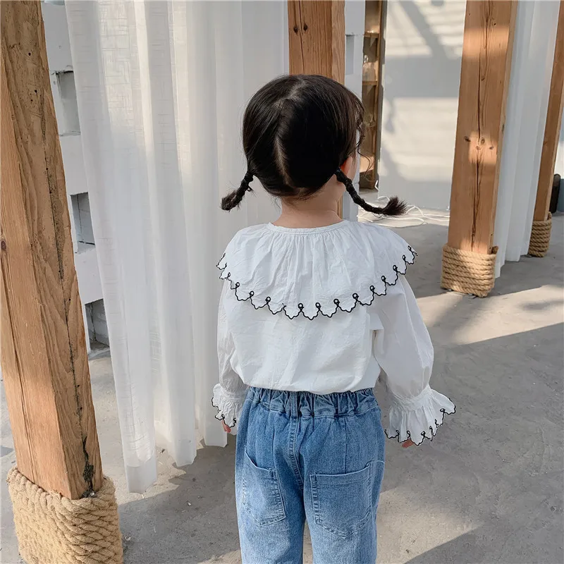 Топы с длинными рукавами и v образным вырезом для девочек рубашка детские