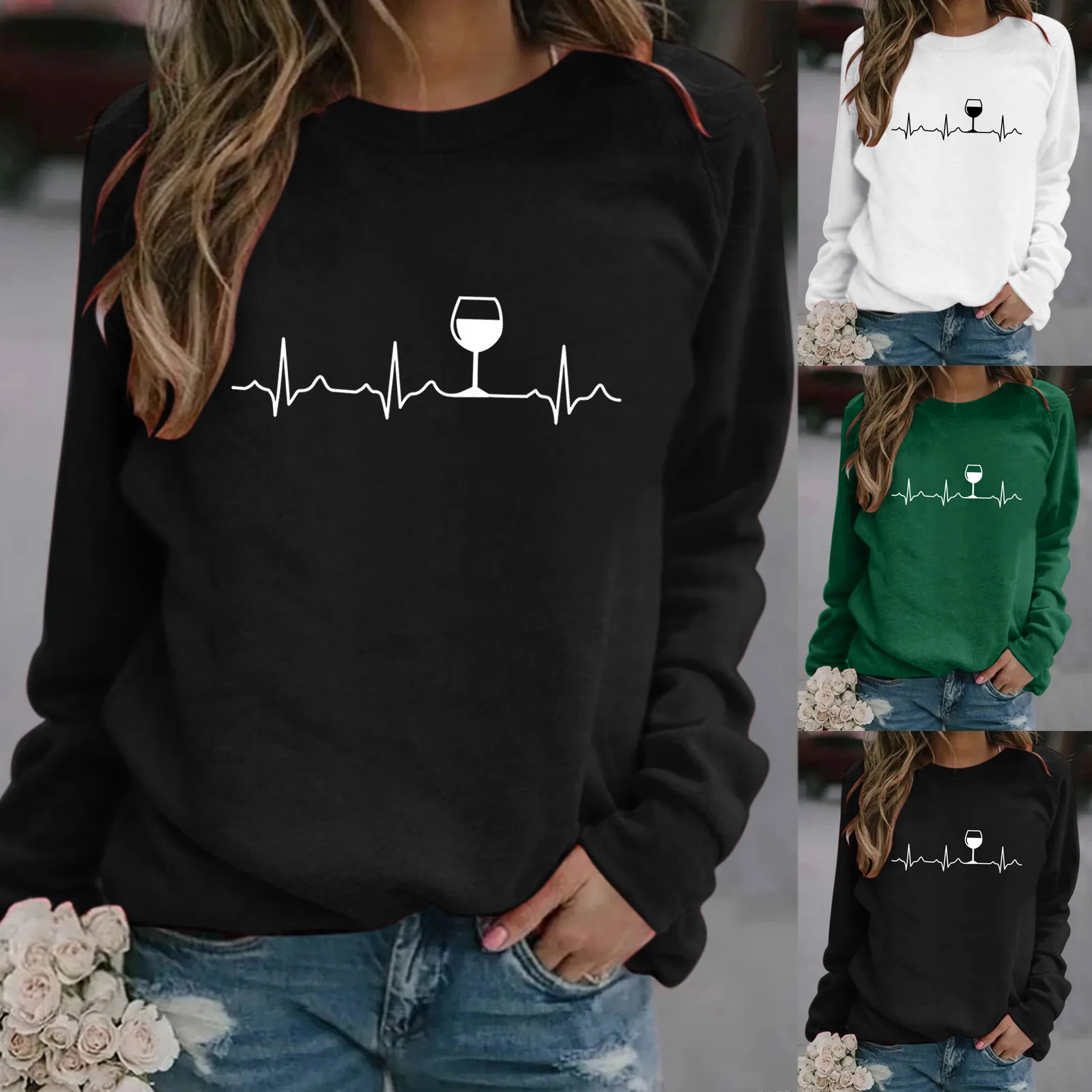 

Women's high-quality tops Print Long-sleeved Sweatshirt Casual Blouse Pullover Women's fashion streetwear #G