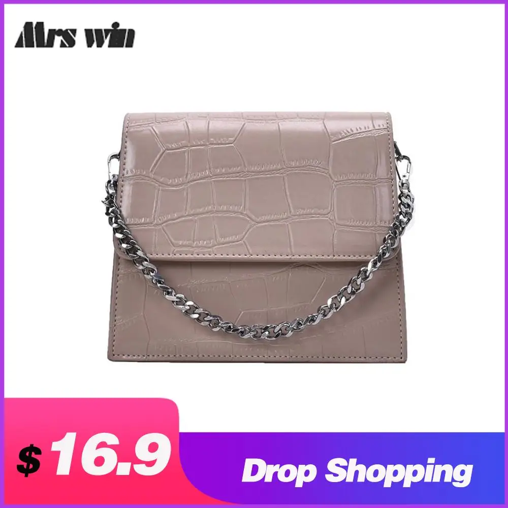 

Stone Pattern Small PU Leather Crossbody Bags For Women 2020 Simple Chain Shoulder Handbags Female Travel Cross Body Bag