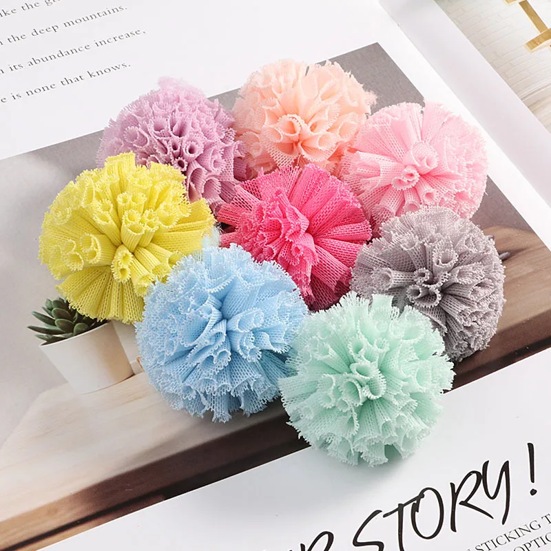 

10Pcs 9Color Velvet Ball 40mm Nulti-Color Lace Lovely Mesh Ball Craft Handmade DIY Mesh Ball Home Decoration Sewing Accessories