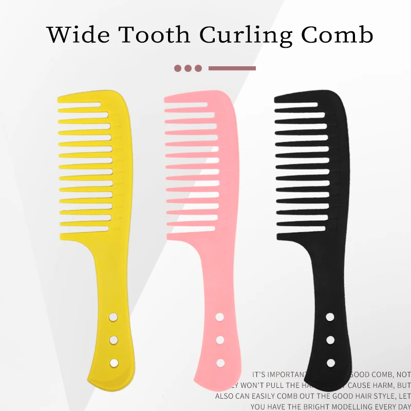 

Professional Barber Large Wide Tooth Comb Hanging Hole Handle Grip Wet Curly Hair Hairbrush Hairdressing Styling Tools Comb