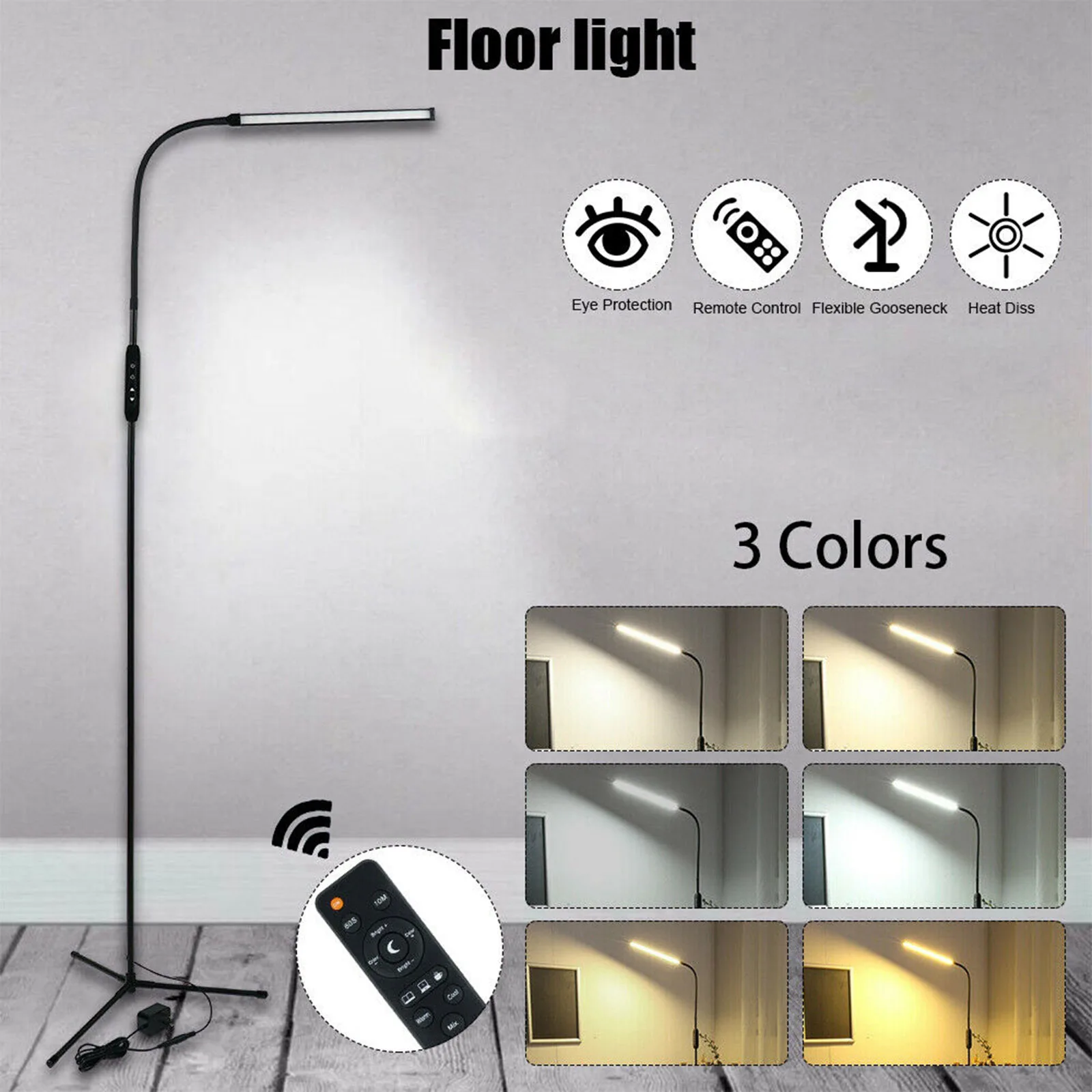 

LED Floor Lamp Standing Reading Home Office Dimmable Night Lamp for Living Room Bedroom Office Kids Room