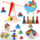 Весы деревянные весы Монтессори для раннего развития, смешные весы для сенсорного обучения, игрушки для дошкольных тренировок для детей