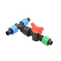 garden hose 16mm drip tape tee coupler water splitter with valve lock nut t type 3 way connector garden tap 1pcs