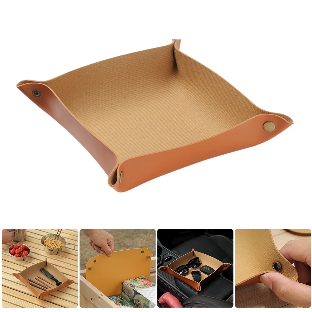 

Leather PU Desktop Storage Box Key Plate Hall Tray Cosmetics Jewelry Lipstick Cosmetics Jewelry Porch Sundry Organizer
