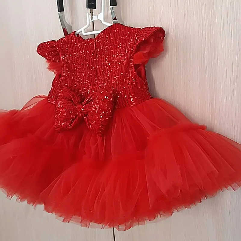 

Toddler Baby Girl Dress Sequin Bow Baptism Dress for Girls First Year Birthday Party Wedding Dress Baby Clothes Tutu Fluffy Gown
