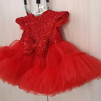 toddler baby girl dress sequin bow baptism dress for girls first year birthday party wedding dress baby clothes tutu fluffy gown