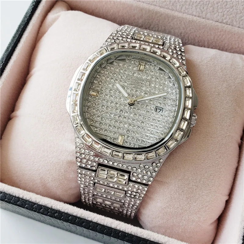 GUCY часы в стиле хип-хоп Iced Out золотого цвета, кварцевые роскошные круглые часы с бриллиантами, мужские наручные часы из нержавеющей стали, подарок