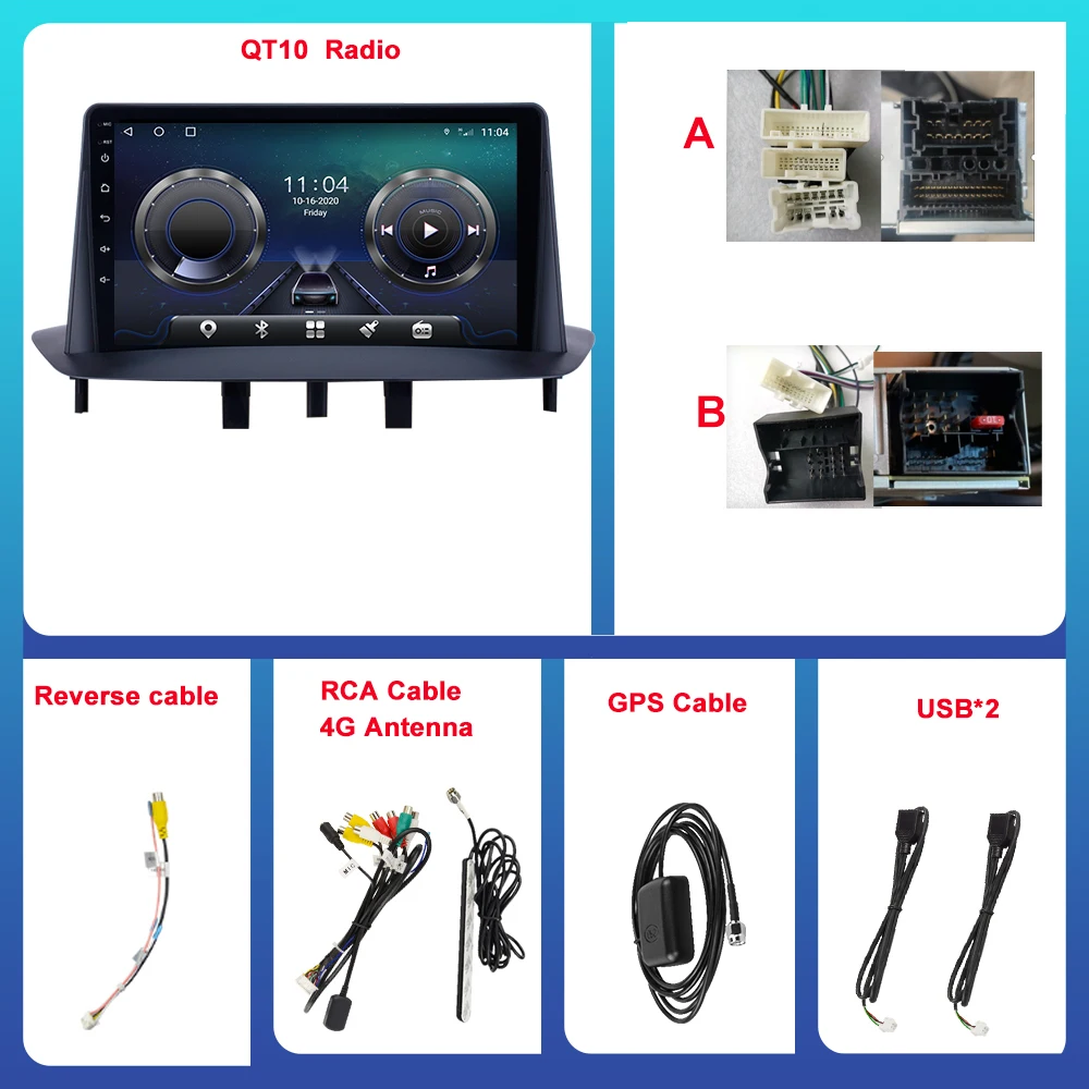 

Android 10 Car radio For Renault Megane 3 2008-2014 GPS Navigation 2 Din 9 inch Stereo With DSP Carplay 4G BT WIFI No DVD Player