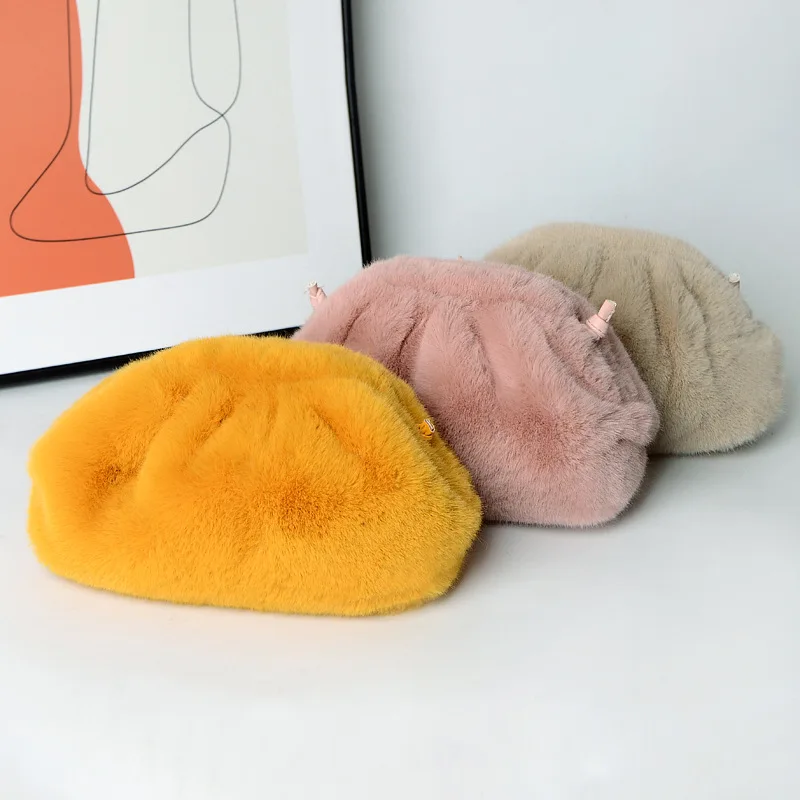 

Женский кошелек через плечо для девушек, мягкая плюшевая однотонная сумка через плечо с длинным ремешком