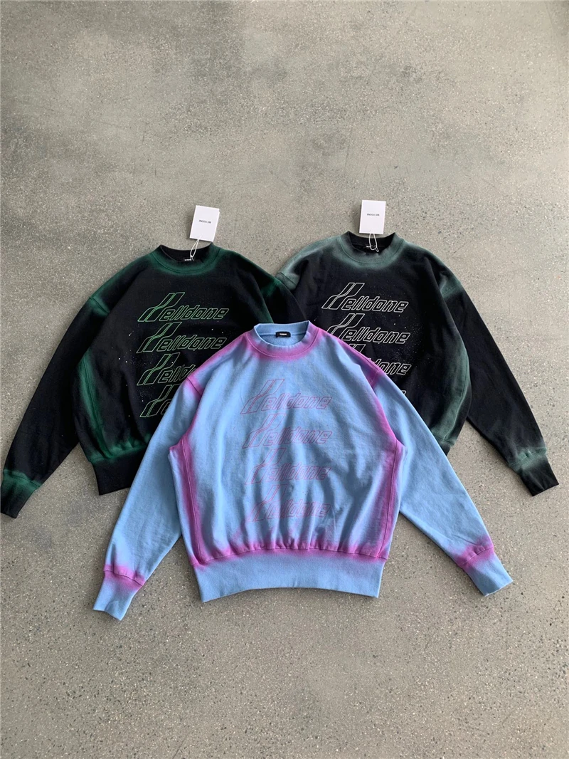 

Tie Dye WE11DONE Sweatshirts Men Women 1:1 Best-Quality Welldone Crewneck Pullovers Hoodie