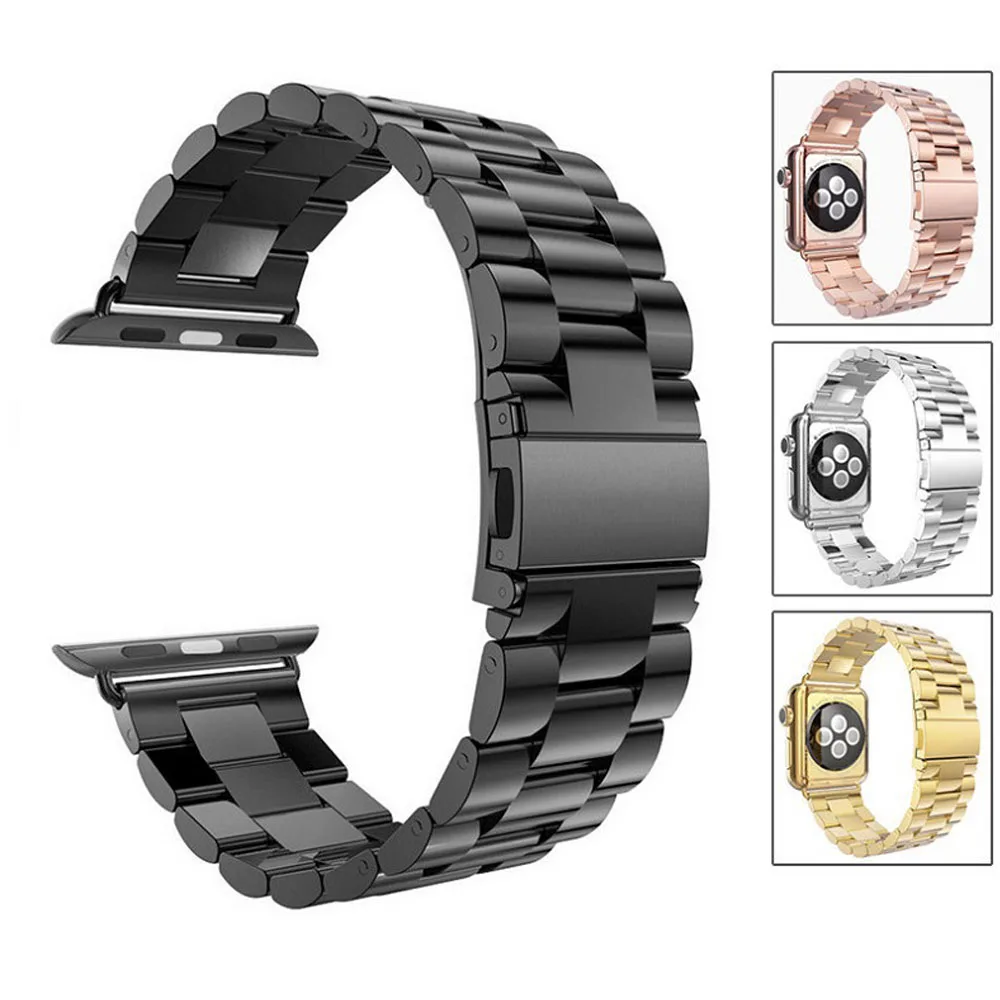 Ремешок из нержавеющей стали для Apple Watch умный ремешок металлический часов черный серебристый цвет 38 40 42 44