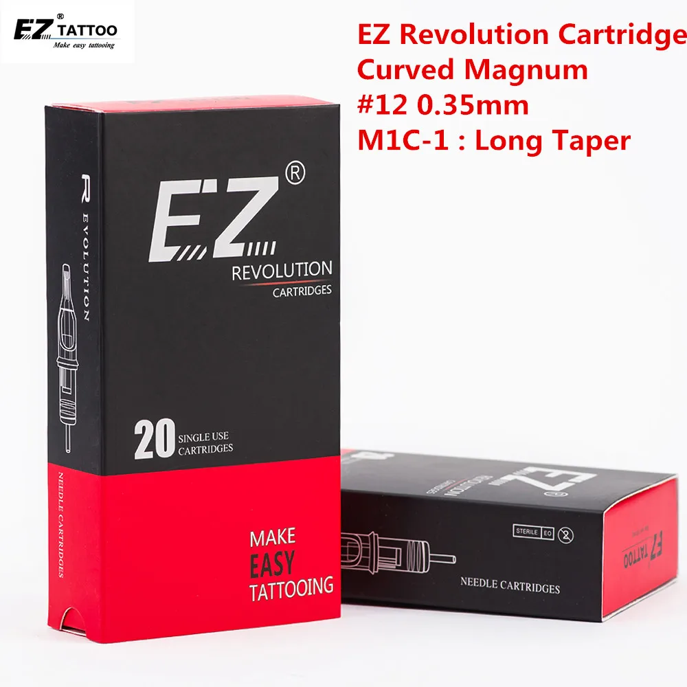 Картридж для татуировок EZ Revolution изогнутые/круглые Иглы Magnum #12 0 35 мм длинный конус
