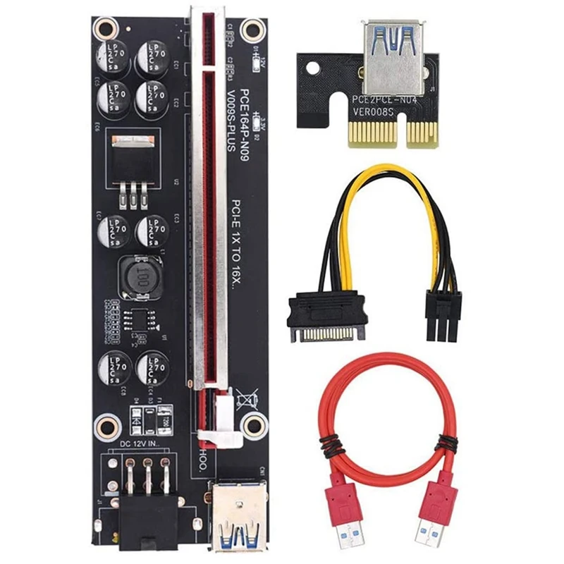

PCIE 1X to 16X Graphics Card Extension Cable,8 Capacitor PCI-E to PCIE Adapter Card Board
