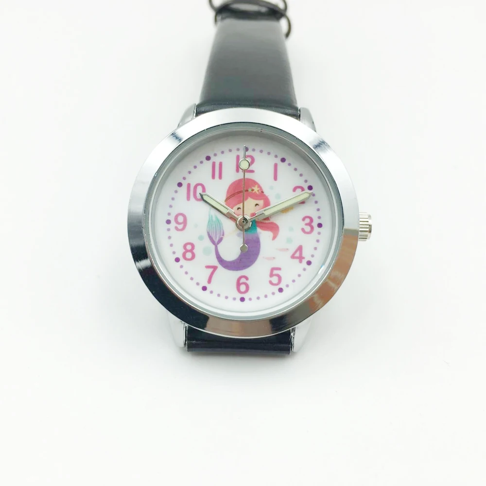 Часы Детские кварцевые с рисунком русалки модные милые повседневные наручные