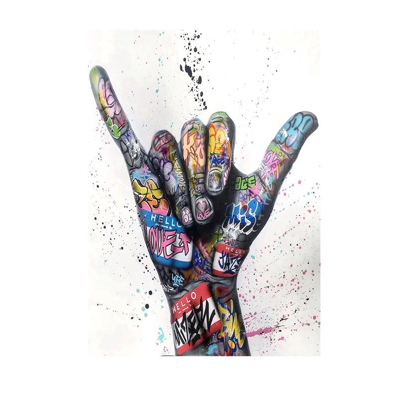 

Graffiti Art Poster Print Painting Street Art Gesture on Canvas Hand Gesture Wall Pictures for Living Room Home Decor